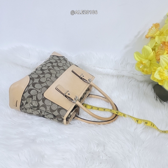 Coach #6366 Elegant Tan and Brown Designer Satchel Bag. - Picture 5 of 12